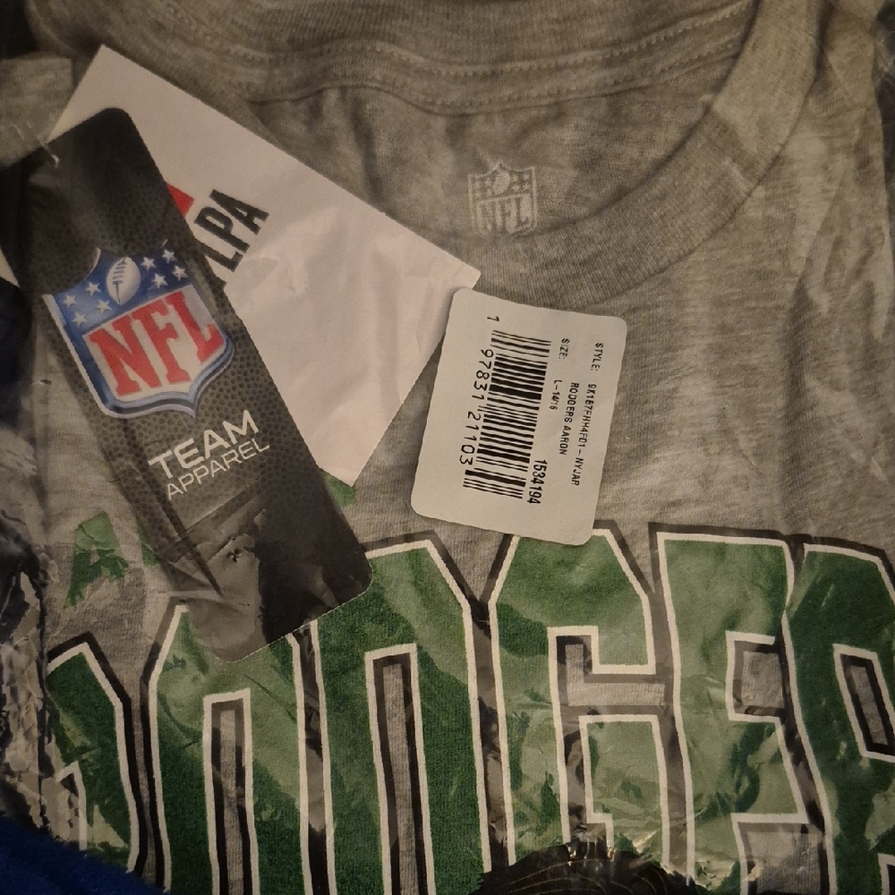 NFL Gray and Green Kids Short Sleeve Tee